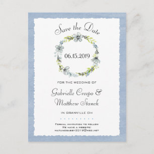 Postale Faire-part Élégance Couronne Bleue Mariage Carte de Préavis