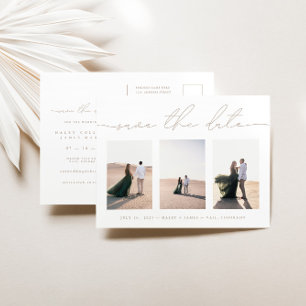 Postale Faire-part Elégant 3 Mariage Photo Enregistrer La Date Carte