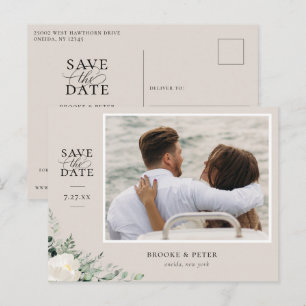 Postale Faire-part Élégante carte de sauvegarde à date Botanique Rose