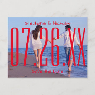 Postale Faire-part Empire rouge Date & Photo - Carte de Save the Date