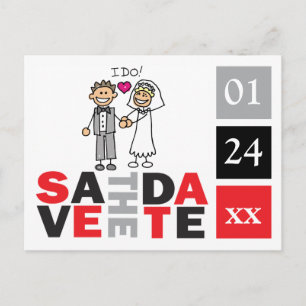 Postale Faire-part Enregistrer La Carte Date Heureux Couple Dit Que J