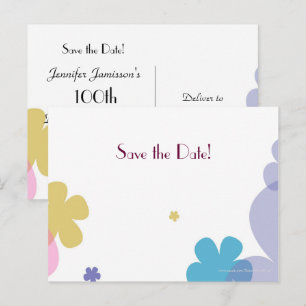 Postale Faire-part Enregistrer la date 100e Anniversaire Carte postal