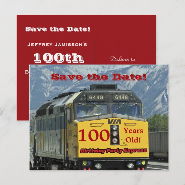 Postale Faire-part Enregistrer la date 100e Anniversaire Carte postal (Devant / Derrière)