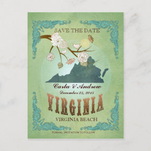Postale Faire-part Enregistrer La Date - Carte Virginie Avec De Beaux