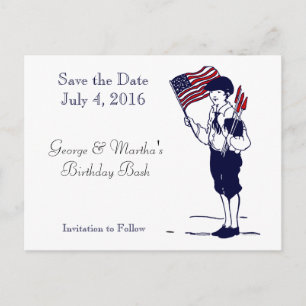 Postale Faire-part Enregistrer la date Patriotic Flag Fireworks Carte