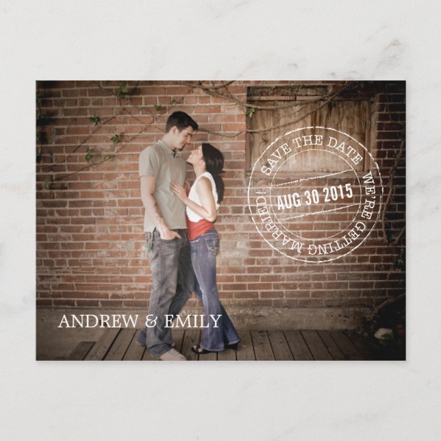 Postale Faire-part Enregistrer la date Postmark Circle Photo Carte po (Devant)