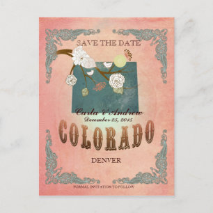 Postale Faire-part Épingle Date Pastel Orange - Carte Avec Jolies Ois