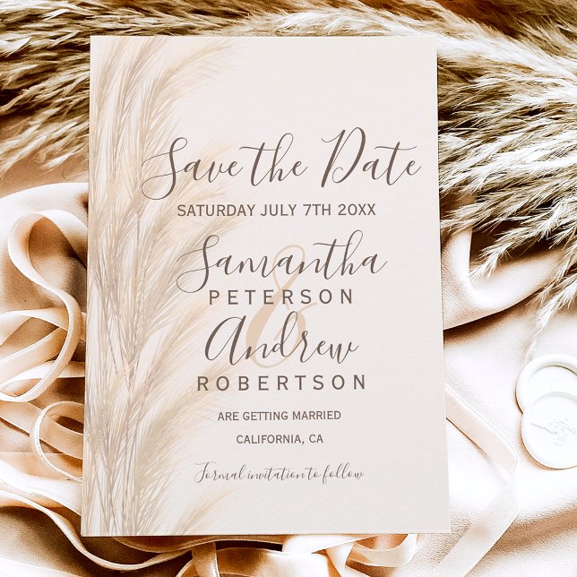 Postale Faire-part Été boho carte de sauvegarde aquarelle avec herbe  (Créateur téléchargé)