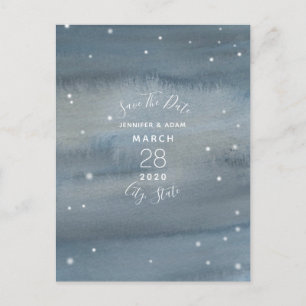 Postale Faire-part Etoiles Aquarelle Enregistrer La Date Carte Postal