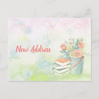 Postale Faire-part Fleurs aquarelles Changement d'adresse Carte posta