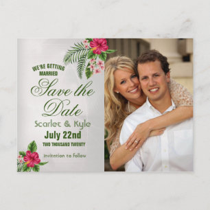 Postale Faire-part Fleurs et feuilles tropicales, carte de mariage 'S