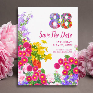 Postale Faire-part Fleurs florales pour le 88e anniversaire, carte mo