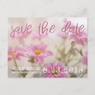 Postale Faire-part Fleurs Romantiques Carte de Rappel Pink Daisies