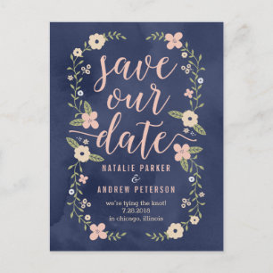 Postale Faire-part Floral Beauty Editable Color Enregistrer La Carte