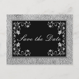 Postale Faire-part Floral noir et blanc Enregistrer la date Carte pos