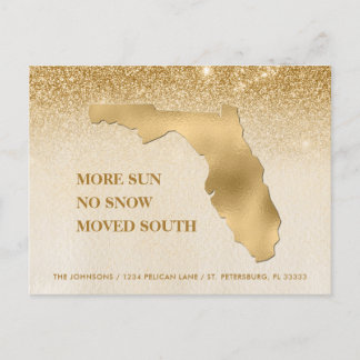 Postale Faire-part Floride Carte Ombre Pailletée Or Nouveau Maison