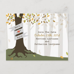 Postale Faire-part Forêt / Woodland Fall Enregistrer La Date Carte Po