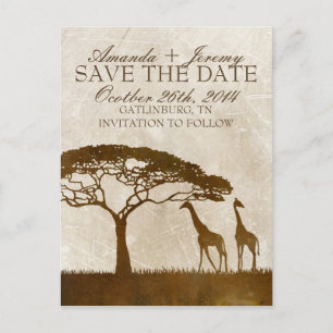 Postale Faire-part Girafe africaine brune et ivoire, carte de rendez-
