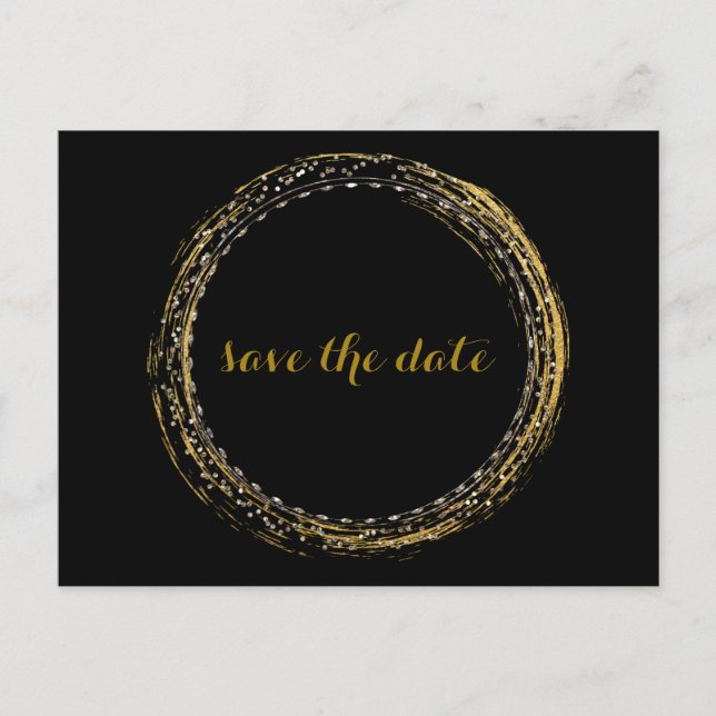 Postale Faire-part Gold Foil Glamor Circle Enregistrer la date Carte  (Devant)