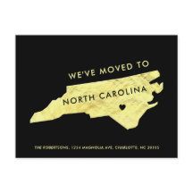 Gold Foil North Carolina Carte Black Nouvelle adre