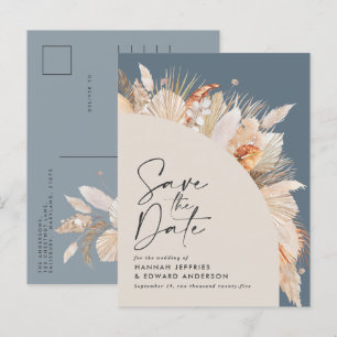 Postale Faire-part Graminée pampas bleue botanique moderne carte de s