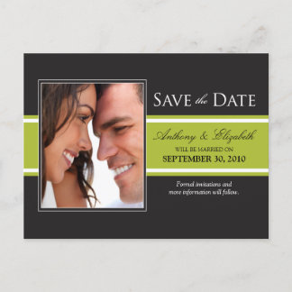 Postale Faire-part Gras Lime Green Stripe Enregistrer la date Carte p