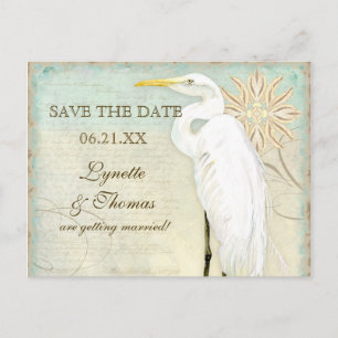 Postale Faire-part Great Egret Coastal Beach - Save the Date Carte po