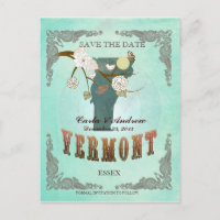 Green Aqua Enregistrer La Date -VT Carte Avec De B