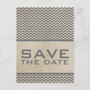 Postale Faire-part Grey Chic Chevron Enregistrer la date Carte postal