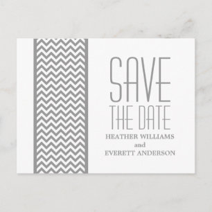 Postale Faire-part Gris Chevron Bordure Enregistrer la date Carte pos