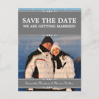Postale Faire-part Gris Simple Chic Photo Enregistrer la date Carte p