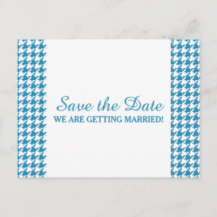 Postale Faire-part Houndstooth Enregistrer la date Carte postale, ble