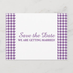Postale Faire-part Houndstooth Enregistrer la date carte postale, vio