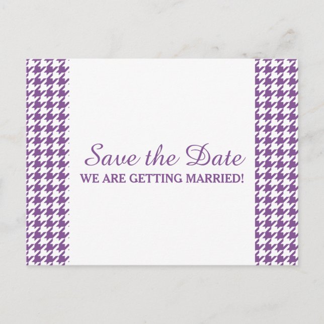 Postale Faire-part Houndstooth Enregistrer la date carte postale, vio (Devant)