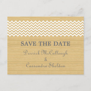Postale Faire-part Ivory Rustic Chevron Enregistrer la date Carte Pos