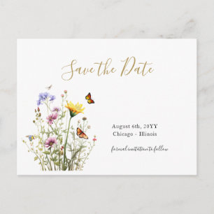 Postale Faire-part Jardin fleur sauvage enregistrer la date carte pos