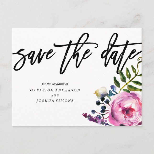 Postale Faire-part Jolies fleurs violettes Enregistrer la date Carte  (Devant)