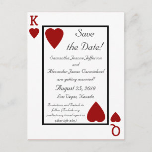 Postale Faire-part Jouer Carte King/Queen Enregistrer la date Carte p