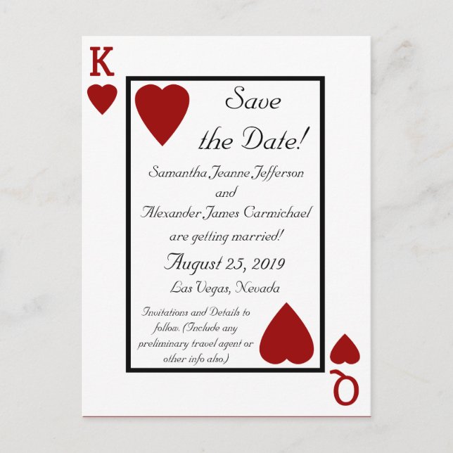 Postale Faire-part Jouer Carte King/Queen Enregistrer la date Carte p (Devant)