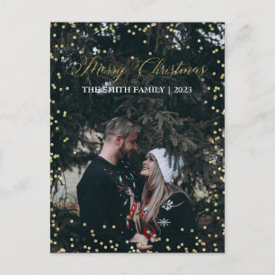Postale Faire-part Joyeux Noël Carte Photo de Fêtes avec Points Dor
