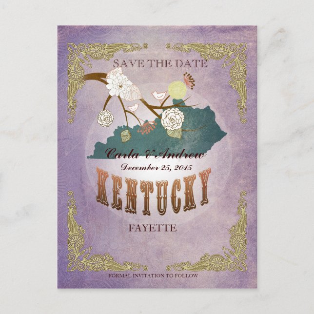 Postale Faire-part Lavande Save The Date - Carte du KY avec de beaux  (Devant)