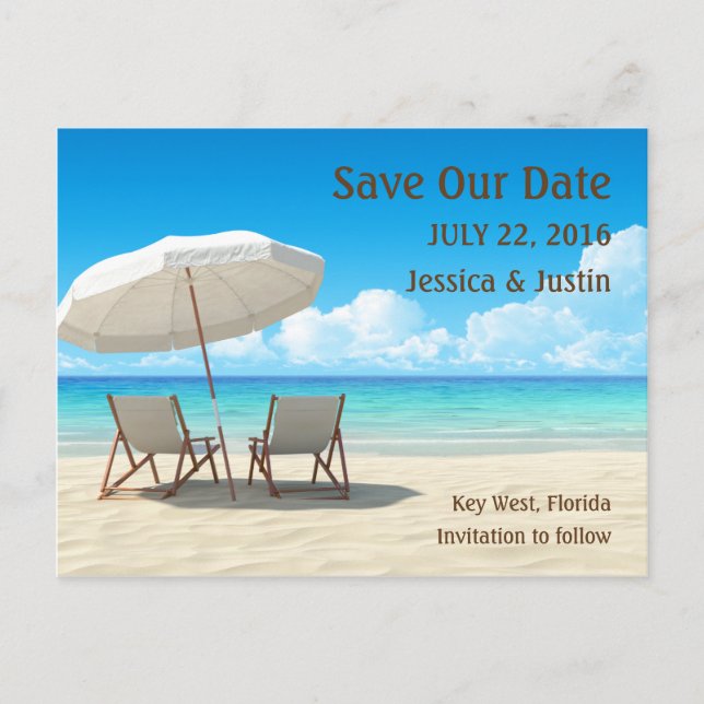 Postale Faire-part Les chaises de plage sauvent la carte de date (Devant)