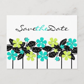 Postale Faire-part Lime et Turqouise Floral Enregistrer la date Carte