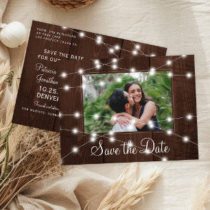 Postale Faire-part Lumières rustiques carte de mariage à la grange sa