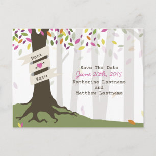 Postale Faire-part Mariage en bois coloré Enregistrer la date Carte p