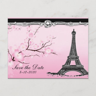 Postale Faire-part Mariage Tour Eiffel parisien Enregistrer les carte