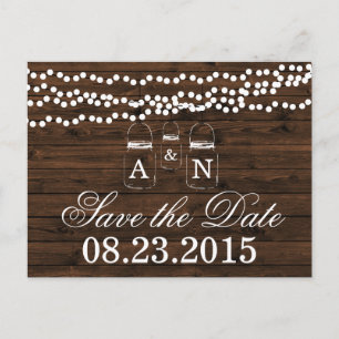 Postale Faire-part Mason Jar ENREGISTRER LA DATE Mariage Carte postal