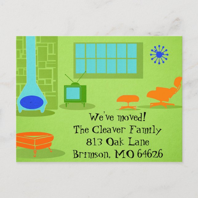 Postale Faire-part Mid Century Moderne Changement d'adresse Carte pos (Devant)