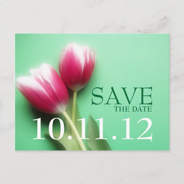 Postale Faire-part Mint Green et Fuchsia Enregistrer la date Carte po (Devant)