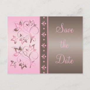 Postale Faire-part Mocha et rose florale Enregistrer la date Carte po